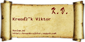 Kresák Viktor névjegykártya